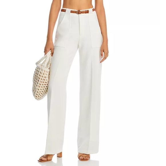 AQUA White High-Waist Wide-Leg Trousers – NWT – MSRP $78 Size Small - Picture 1 of 6